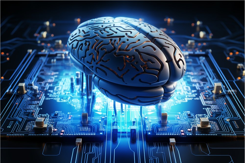 نمایش گرافیکی ترکیب هوش مصنوعی و اینترنت اشیا در یک شهر هوشمند