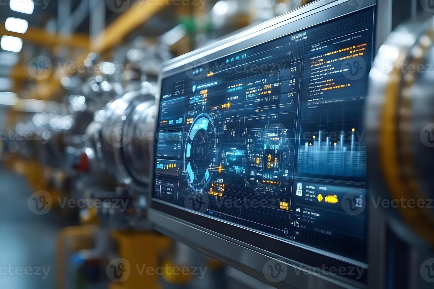 نمایش پیشرفته رابط کاربری سیستم کنترل صنعتی مدرن