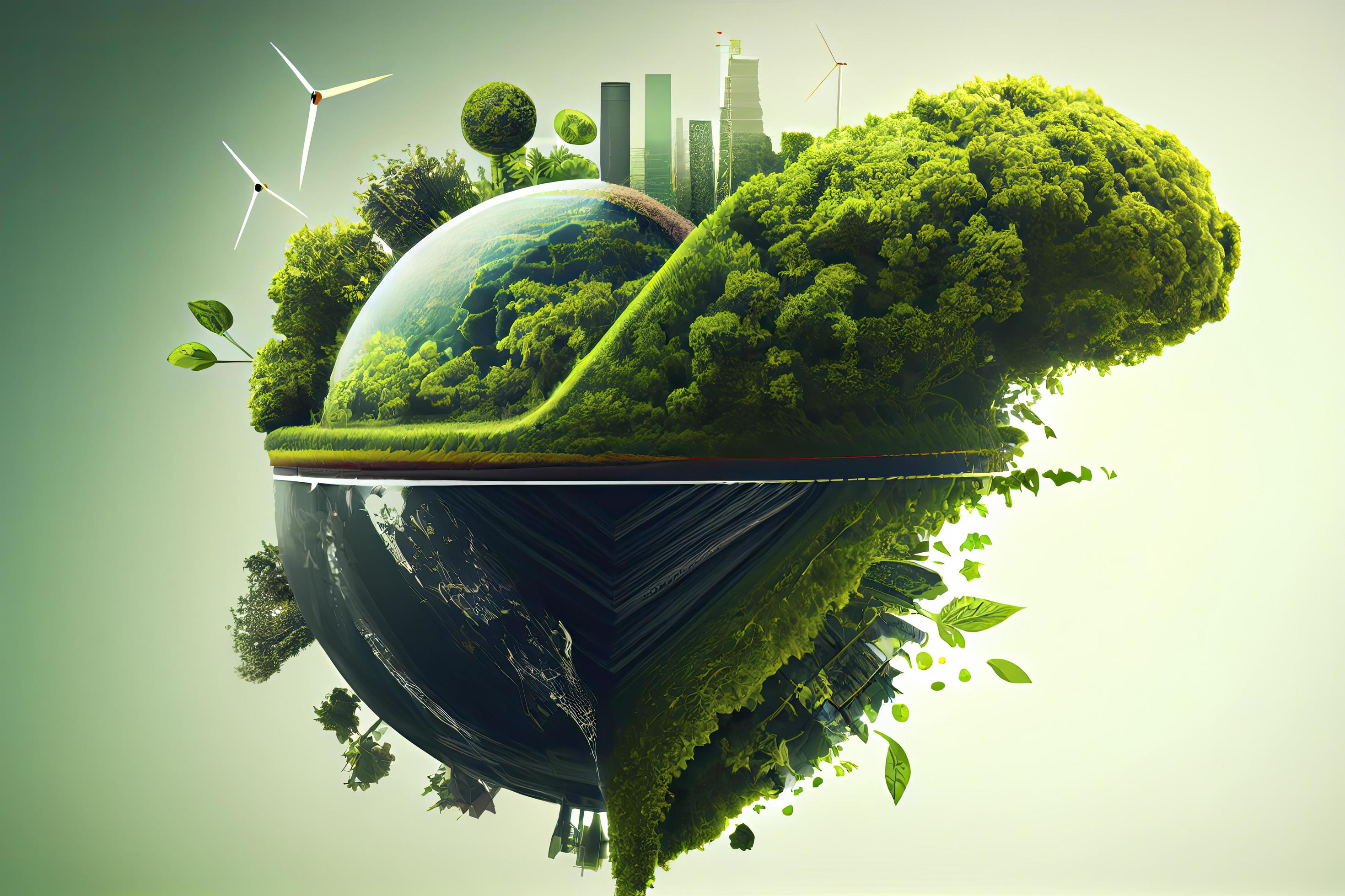 تصویر انرژی سبز در صنعت پایدار با ترکیب انرژیهای پاک و تدابیر ESG