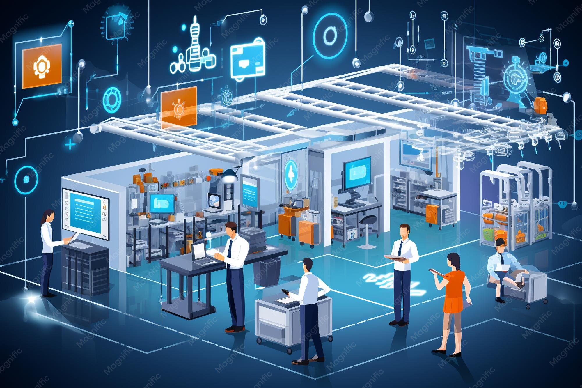 حسگرهای اینترنت اشیا در صنعت 4.0 که هوش مصنوعی و واقعیت افزوده را یکپارچه می‌کند