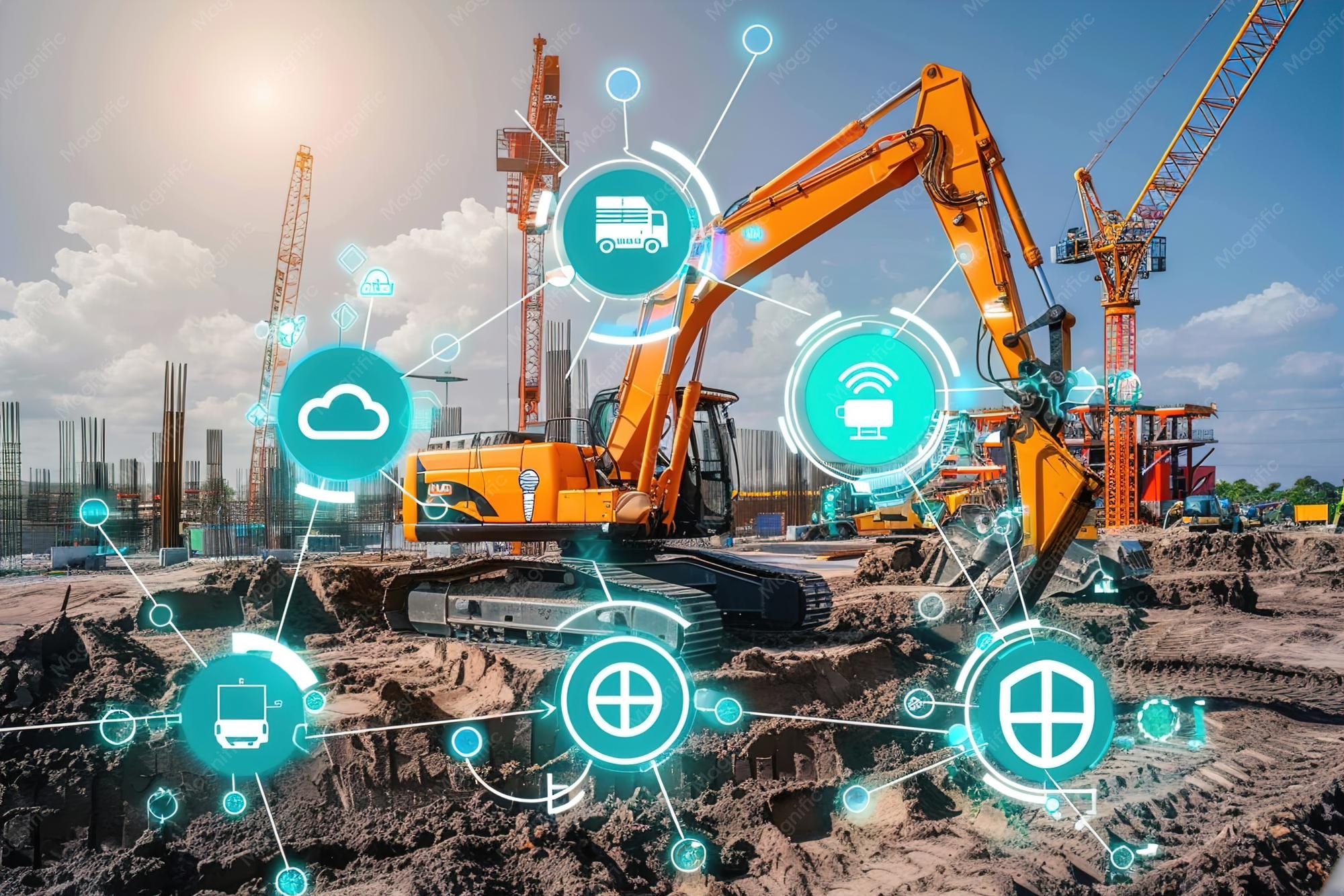 سایت ساختمانی هوشمند با حسگرهای IoT برای مانیتورینگ تجهیزات
