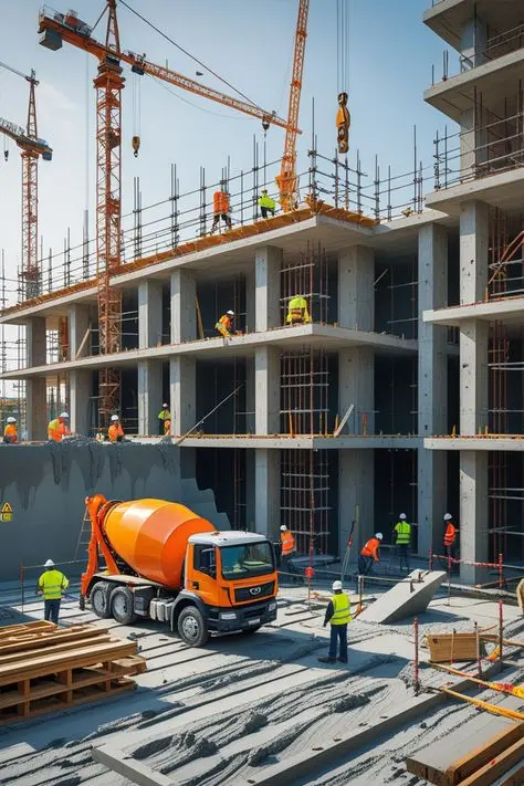 یک تیم مدیریت ساخت در حال بررسی نقشه‌های پروژه ساختمانی