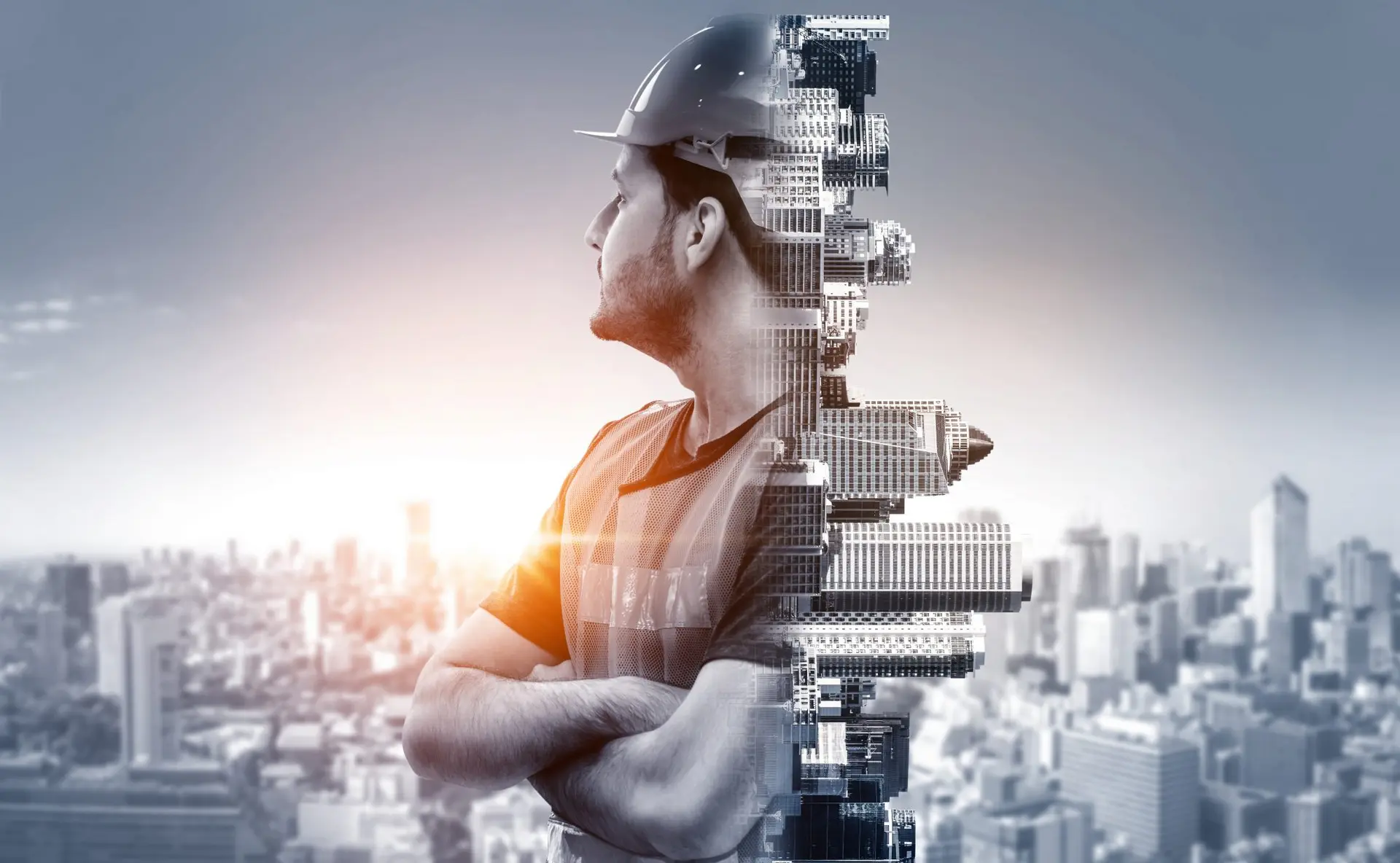 مهندس ساختمان در حال بررسی نقشه